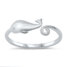 Load image into Gallery viewer, Sterling Silver Whale Shaped Cubic Zirconia Ring