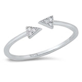 Sterling Silver Rhodium Plated Wraparound Arrow Clear CZ Ring