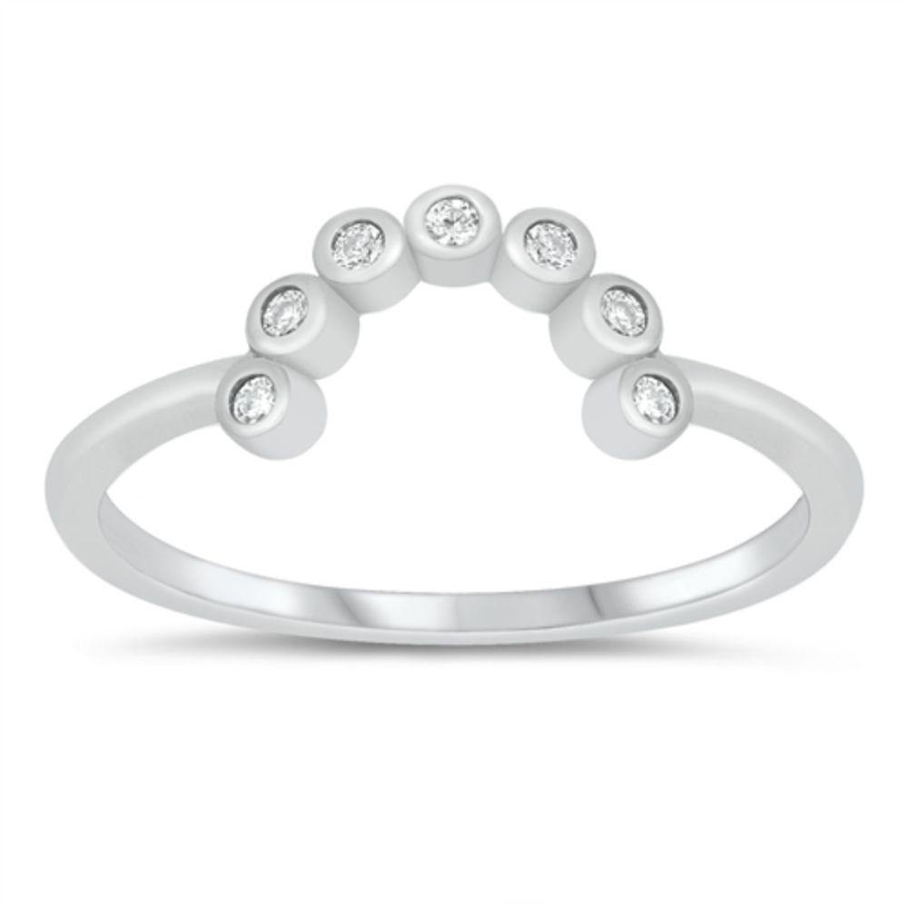 Sterling Silver Rhodium Plated Clear CZ Ring - silverdepot