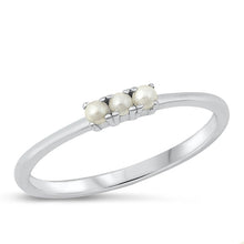 Load image into Gallery viewer, Sterling Silver Rhodium Plated Three Pearl Ring