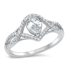 Load image into Gallery viewer, Sterling Silver Rhodium Plated Clear CZ 10mm Ring