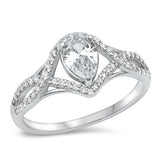 Sterling Silver Rhodium Plated Clear CZ 10mm Ring