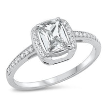 Load image into Gallery viewer, Sterling Silver Rhodium Plated Clear CZ 9.8mm Ring
