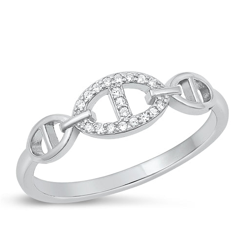 Sterling Silver Rhodium Plated Clear CZ Ring-6mm