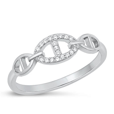 Sterling Silver Rhodium Plated Clear CZ Ring-6mm