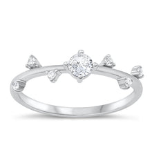 Load image into Gallery viewer, Sterling Silver Rhodium Plated Branch Clear CZ Ring