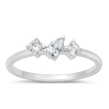 Load image into Gallery viewer, Sterling Silver Rhodium Plated Clear CZ Ring Face Height-5.3mm