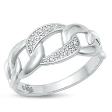 Load image into Gallery viewer, Sterling Silver Rhodium Plated Lock Clear CZ Ring Face Height-9.8mm