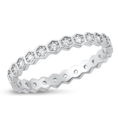 Sterling Silver Rhodium Plated Clear CZ Ring-2.7mm