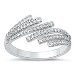 Sterling Silver Rhodium Plated Clear CZ Ring Face Height-12.8mm