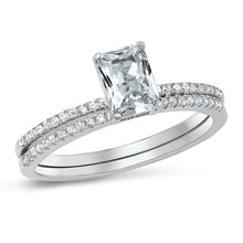 Load image into Gallery viewer, Sterling Silver Rhodium Plated Clear CZ Ring Face Height-7mm