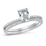 Sterling Silver Rhodium Plated Clear CZ Ring Face Height-7mm