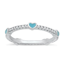 Load image into Gallery viewer, Sterling Silver Rhodium Plated Heart Clear CZ Ring Face Height-2.4mm
