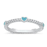 Sterling Silver Rhodium Plated Heart Clear CZ Ring Face Height-2.4mm