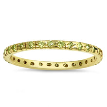 Load image into Gallery viewer, Sterling Silver Yellow Gold Plated Classy Stackable Ring with Yellow Simulated Crystals on  Square Half-Bezel Setting with Rhodium FinishAnd Band Width 2MM