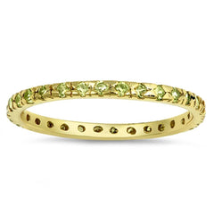 Sterling Silver Yellow Gold Plated Classy Stackable Ring with Yellow Simulated Crystals on  Square Half-Bezel Setting with Rhodium FinishAnd Band Width 2MM