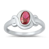 Sterling Silver 8MM Ruby CZ Baby Ring