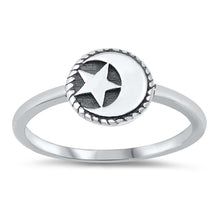 Load image into Gallery viewer, Sterling Silver Oxidized Moon And Star Ring