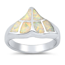 Load image into Gallery viewer, Sterling Silver Whale Tale White Lab Opal RingsAnd Face Height 13mmAnd Face Width 21mm