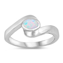 Load image into Gallery viewer, Sterling Silver Infinity White Lab Opal RingsAnd Face Height 10mmAnd Face Width 7mm