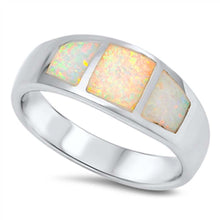 Load image into Gallery viewer, Sterling Silver Tri White Lab Opal RingsAnd Face Height 8mm