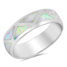 Load image into Gallery viewer, Sterling Silver Waves Shape White Lab Opal RingsAnd Face Height 6mm