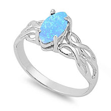 Load image into Gallery viewer, Sterling Silver Stylish Light Blue Opal Marquise Cut with Celtic Knot Inlay Design RingAnd Face Height of 9MM