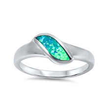 Load image into Gallery viewer, Sterling Silver Blue Lab Opal Leaf Design Ring with Face Height of 7MM