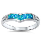 Sterling Silver Wave Blue Lab Opal RingsAnd Face Height 6mm