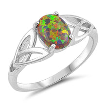Load image into Gallery viewer, Sterling Silver Round Shaped Black Lab Opal Ring
