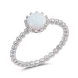 Sterling Silver Round White Lab Opal RingsAnd Face Height 8mm