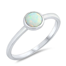 Load image into Gallery viewer, Sterling Silver Round White Lab Opal RingsAnd Face Height 7mm