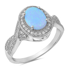 Load image into Gallery viewer, Sterling Silver Blue Lab Opal Stone with Clear CZ RingAnd Face Height of 13 mm