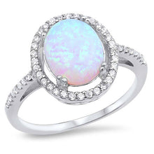 Load image into Gallery viewer, Sterling Silver White Lab Opal Round Stone with Clear CZAnd Face Height of 15 mm