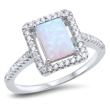 Load image into Gallery viewer, Sterling Silver White Lab Opal Stone with Clear CZAnd Face Height of 12 mm