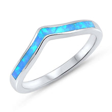 Load image into Gallery viewer, Sterling Silver Wave Shape Blue Lab Opal RingsAnd Face Height 3mm