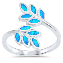 Load image into Gallery viewer, Sterling Silver Leaves Shape Blue Lab Opal Rings and Face Height 19mm