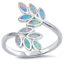 Load image into Gallery viewer, Sterling Silver Leaves Shape White Lab Opal Rings And Face Height19mm