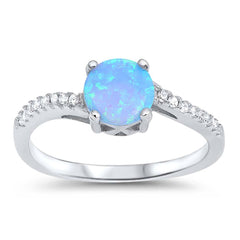 Sterling Silver Ring With White Lab Opal Center and Clear CZ StonesAnd Face Height of 7 MM\r\nFace Height of 7 mm