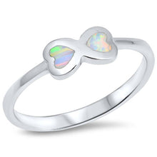 Load image into Gallery viewer, Sterling Silver Infinity Heart Shape White Lab Opal RingsAnd Face Height 4mm
