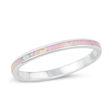 Load image into Gallery viewer, Sterling Silver Rhodium Plated Round Pink Lab Opal Ring Face Height-2mm