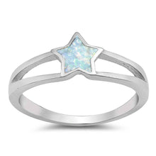 Load image into Gallery viewer, Sterling Silver Star Shape White Lab Opal RingsAnd Face Height 7mm