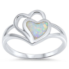 Load image into Gallery viewer, Sterling Silver Heart Shape White Lab Opal RingsAnd Face Height 13mm