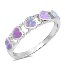 Load image into Gallery viewer, Sterling Silver Hearts Shape Pink Lab Opal RingsAnd Face Height 5mm