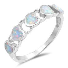Load image into Gallery viewer, Sterling Silver Hearts Shape White Lab Opal RingsAnd Face Height 5mm