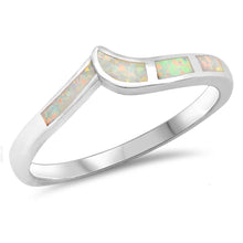Load image into Gallery viewer, Sterling Silver Crown Shaped White Lab Opal Ring