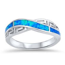 Load image into Gallery viewer, Sterling Silver Infinity Shape Blue Lab Opal RingsAnd Face Height 6mm