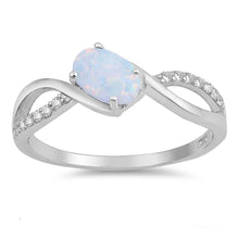 Load image into Gallery viewer, Sterling Silver Oval Shape White Lab Opal Rings With CZ StonesAnd Face Height 7mm