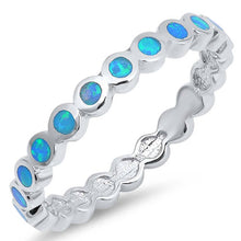 Load image into Gallery viewer, Sterling Silver Rounds Shape Blue Lab Opal RingsAnd Face Height 2mm