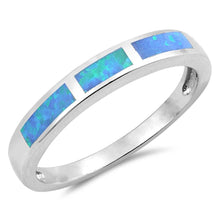 Load image into Gallery viewer, Sterling Silver Wedding Band Blue Lab Opal RingsAnd Face Height 3mm